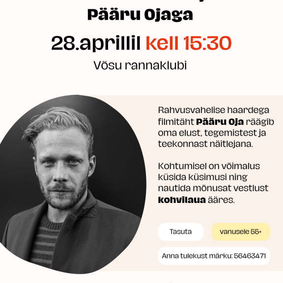 Kohtumine Pääru Ojaga 28. aprillil kell 13:00 Võsu rannaklubis